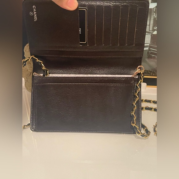 Authentic Chanel Metallic Gold Quilted Leather Flap Wallet with certificate card - Picture 5 of 17